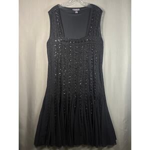 The Pyramid Collection Women's Dress 1X Black Sequin Ren Fair Whimsigoth Flare